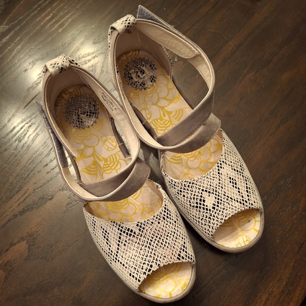 Fly London Snake Print Leather Sandals